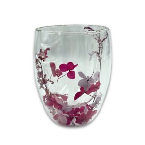 Cup Cha Cult "Herbstlich bordeaux" doppelwandiges, hitzebeständiges Glas mit Trockenblumen, 0,3l