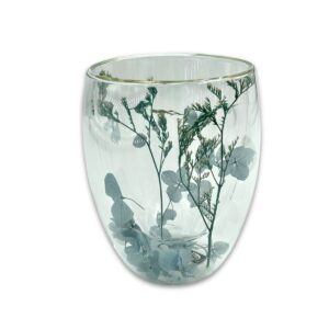 Cup Cha Cult "Dezent türkis" doppelwandiges, hitzebeständiges Glas mit Trockenblumen, 0,3l